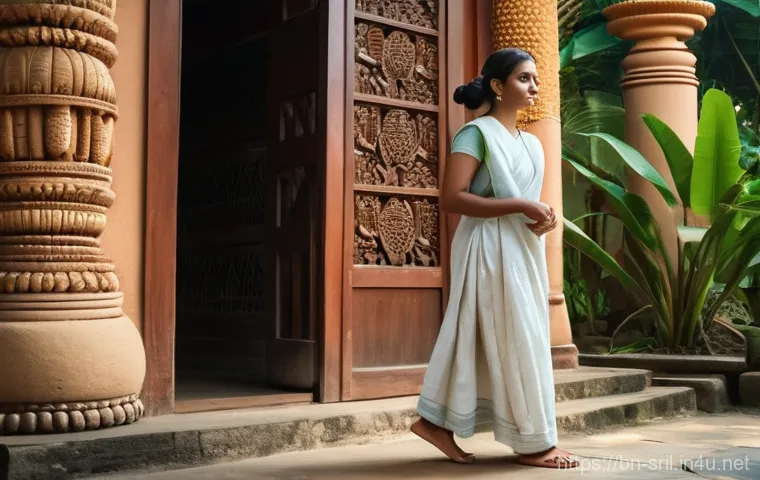 스리랑카 여행 필수 준비물 - Image Prompt 1: Temple Visit Attire in Sri Lanka** 스리랑카 여행 필수 준비물 - Image Prompt 1: Temple Visit Attire in Sri Lanka**